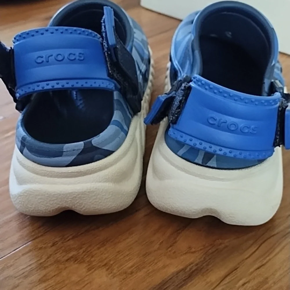 CROCS Kids Blue Camouflage Clogs with White Soles